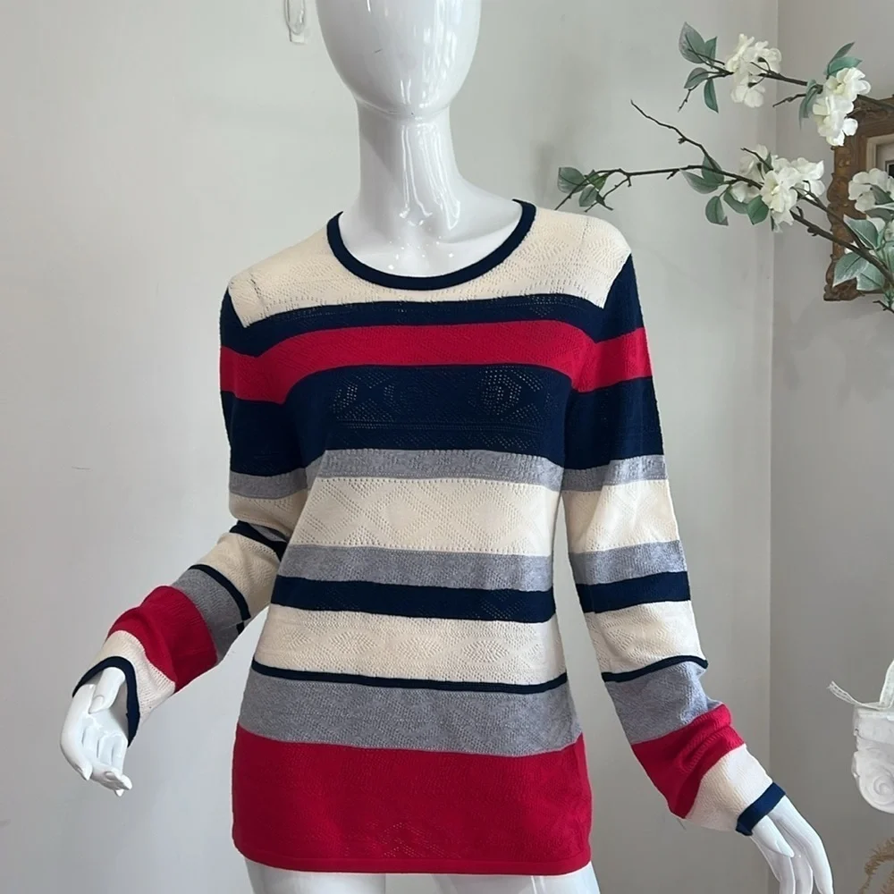 Jason Wu Striped Pointelle-Knit Wool Sweater